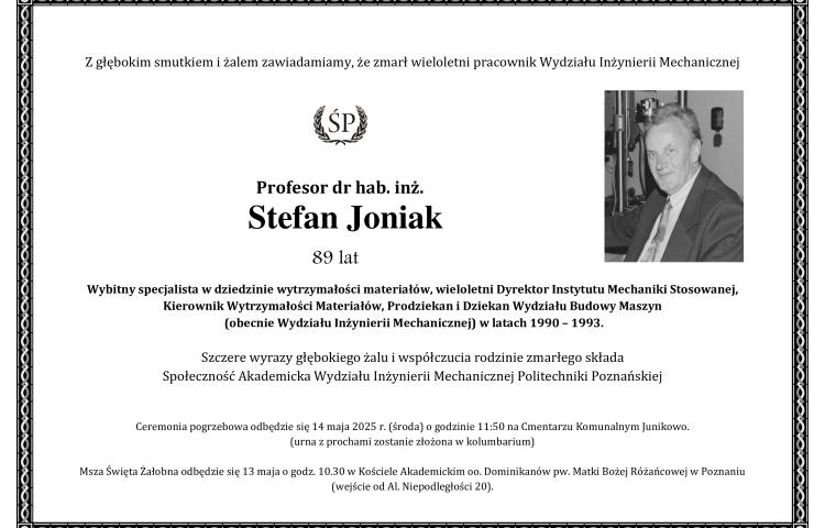 Śp. prof. dr hab. inż. Stefan Joniak