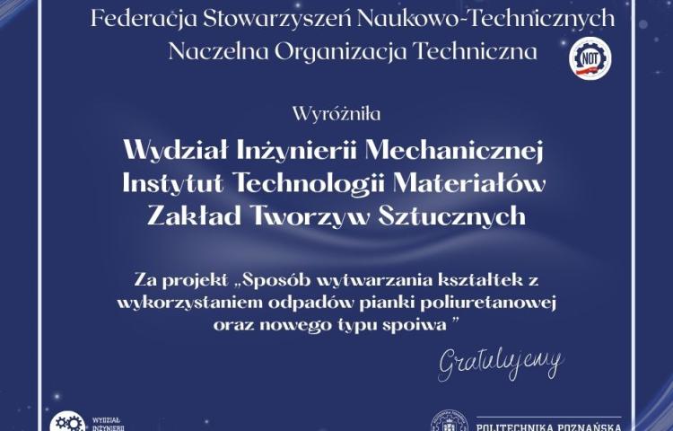 Wyróżnienie w konkursie 𝗟𝗮𝘂𝗿 𝗜𝗻𝗻𝗼𝘄𝗮𝗰𝗷𝗶 𝟮𝟬𝟮𝟰/𝟮𝟬𝟮𝟱